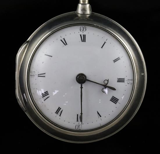 A George III silver pair cased keywind verge pocket watch by Thomas Ollive, Cranbrook,